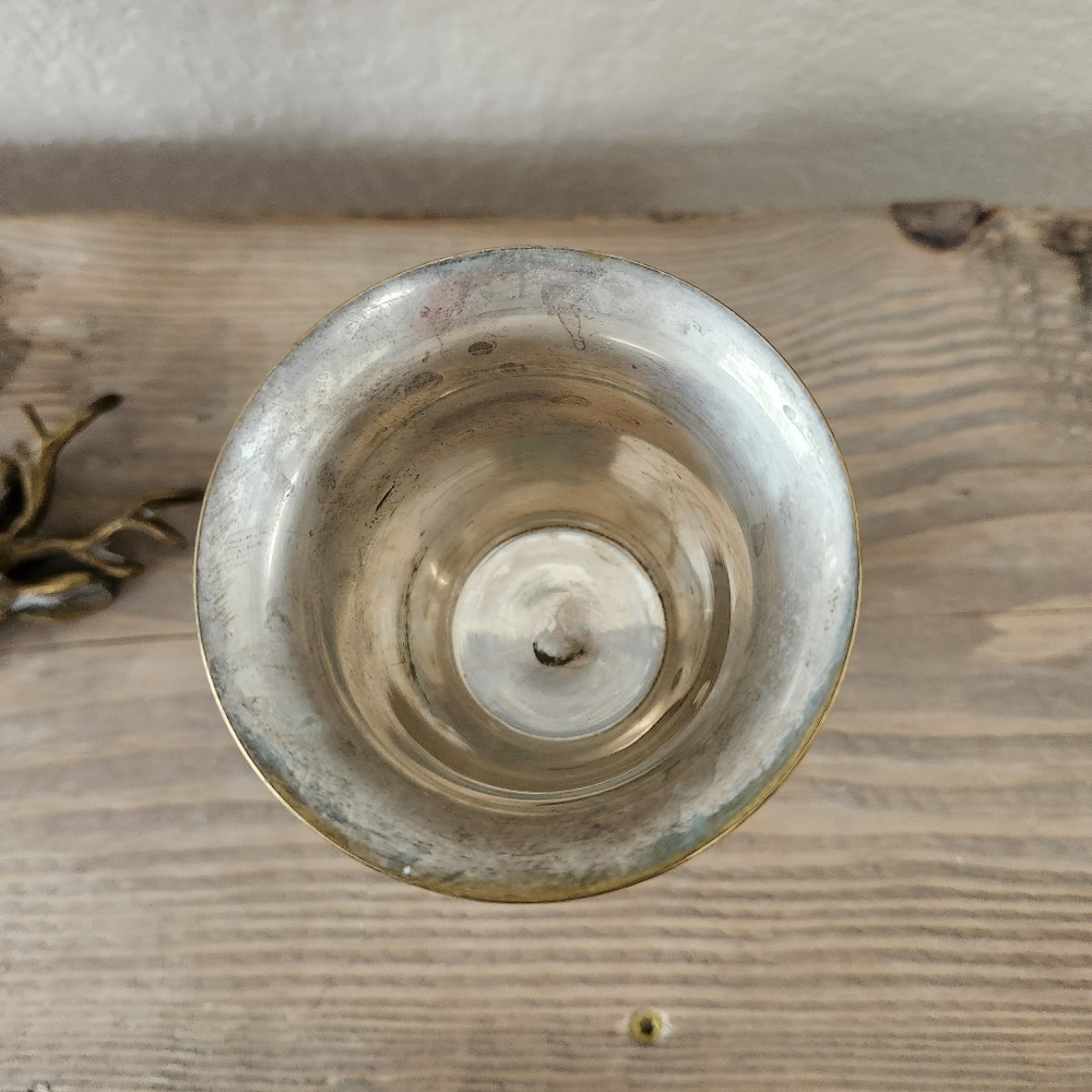 Set of 3 Vintage Early 20th Century German Silverplated Brass Deer Head Goblets - Picture 10 of 12